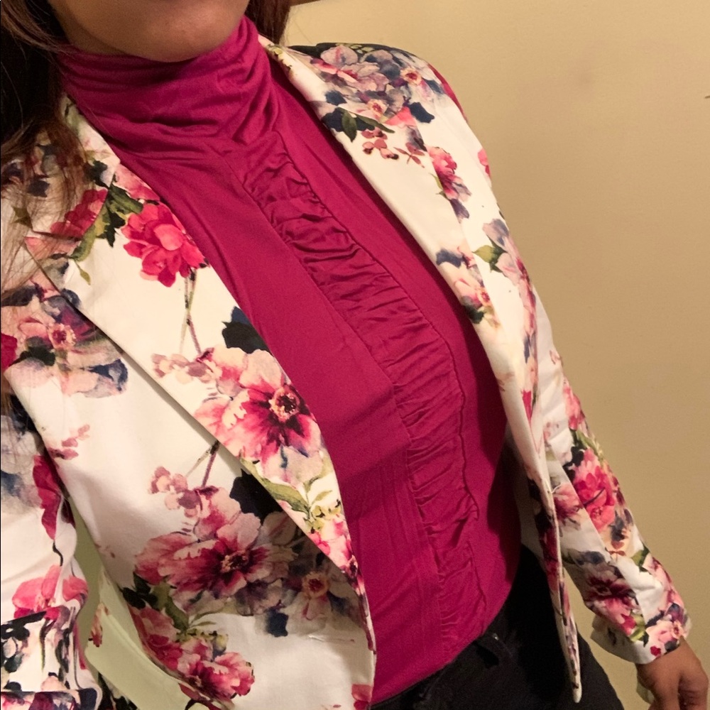 Floral Blazer & Kenneth Cole Turtleneck